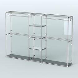 Торговая система ХРОМ (задняя стенка - стекло) 3600 мм с зеркальными полками и поручнями №4, Темно-Серый