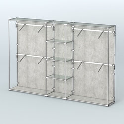 Торговая система ХРОМ (задняя стенка - ДСП) 3030 мм с прозрачными полками и поручнями №8, Метрополитан Грей