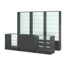 Комплект витрин с регулировочными полками NE-6 №12-1 и прилавков ЭК-4, Черный