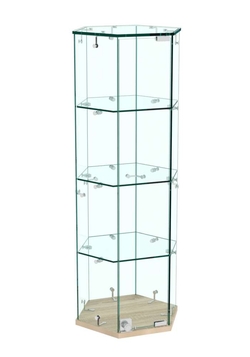 Витрина Истра настольная шестигранная №9  (прозрачная), Дуб сонома
