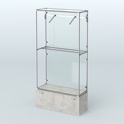 Торговая система ХРОМ (задняя стенка - стекло) 1200 мм №4-1 с тумбой Т-11 и поручнями, Метрополитан Грей