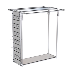 Хромированный стенд-вешало ETD-11 №1-4 (торец-ЭП) с полкой Зеркало 4мм, Серый