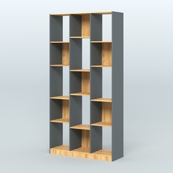 Стеллаж из ДСП серии ЛОФТ №10-1 (зеркальное отражение - Z), Темно-Серый  + Дуб Золотистый