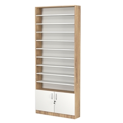 Стеллаж из ДСП с 9-ю полками 200x900 мм серии LEVEL-9 №10 (З/C - ДВП), Дуб Канзас коричневый + Белый