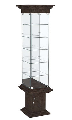Витрина стаканчик с зеркалом и пятью полками КОЛОСС №504, Дуб Венге