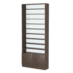 Стеллаж из ДСП с 9-ю полками 250x900 мм серии LEVEL-9 №11-1 (З/C - СТЕКЛО), Дуб Венге