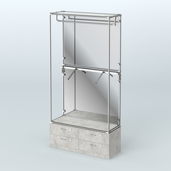 Торговая система ХРОМ (задняя стенка - зеркало) 1200 мм №2-2 с тумбой Т-14 и поручнями, Метрополитан Грей