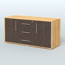 Тумба стационарная для оргтехники, цвет темный дуб, Дуб Золотистый + Дуб Венге