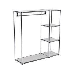 Хромированный стенд-вешало TD-40 №1-3 Хром с полками ДСП 16мм, Ясень Анкор светлый - U31104