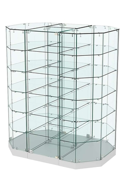 Стеклянная островная низкая с прозрачным верхом витрина Хит Продаж №855-О-450, Серый