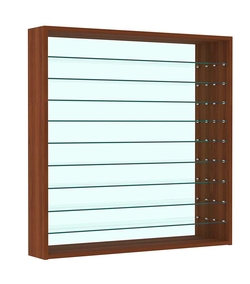 Витрина настенная №4-6Г зеркальная с девятью прозрачными полками, Орех