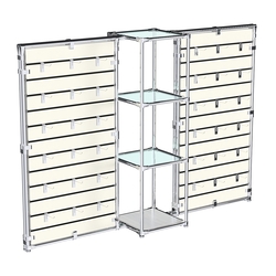 Хромированное вешало ЩИТ №2-1 с полками стекло 6мм, Ясень Анкор светлый