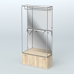 Торговая система ХРОМ (задняя стенка - зеркало) 1200 мм №2-1 с тумбой Т-11 и поручнями, Дуб Сонома