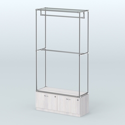 Торговая система ХРОМ без ДСП 1200 мм №1-3 с тумбой Т-15 и поручнями, Ясень Анкор светлый