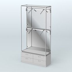 Торговая система ХРОМ (задняя стенка - зеркало) 1200 мм №3-2 с тумбой Т-14 и поручнями, Серый
