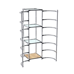 Хромированное вешало ДУГА №2-1 с полками стекло 6 мм, Дуб Золотистый