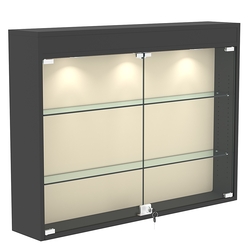 Настенная витрина с бархатом серии БАРОН №3-3А (две полки), Черный + 01 Cream