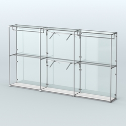 Торговая система ХРОМ (задняя стенка - стекло) 3600 мм с поручнями №5, Ясень Анкор светлый