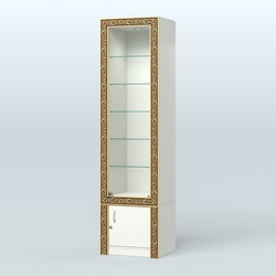 Витрина с декором и пятью прозрачными полками №ВБА-502, Белый