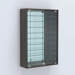 Витрина настенная №202-6А высокая зеркальная с узкими полками, Дуб Венге