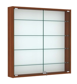 Витрина настенная №4-1А с узкими прозрачными полками, Орех