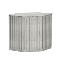 Торговый стол-прилавок шестигранный с планками серии ПРИЛИВ №22, Метрополитан Грей