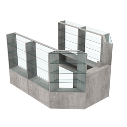 Торговый пристенный островок ГРАЦИЯ №7 (открытый) (5.24 кв.м), Бетон Чикаго светло-серый F186 ST9