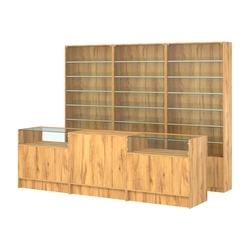 Комплект витрин с наклонными полками SL-6 №12 и прилавков ЭК-2, Дуб Золотистый