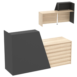 Стойка ресепшен ГРАУНД №1А правосторонняя, Черный + Дуб Сонома