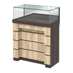 Торговый прилавок с утопленным фасадом широкий №УФ-1-900, Дуб Венге + Дуб Сонома