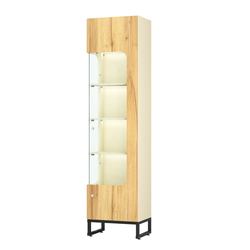 Витрина Монти №4-П левая, Крем Вайс и Дуб Золотистый