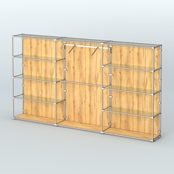 Торговая система ХРОМ (задняя стенка - ДСП) 3600 мм с прозрачными полками и поручнями №9, Дуб Золотистый