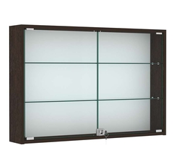 Витрина настенная №3-1А широкая со стеклянными полками, Дуб Венге