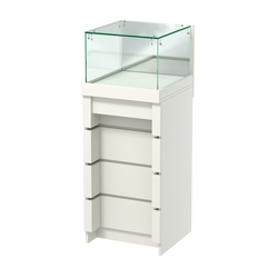 Торговый прилавок с утопленным фасадом и выдвижной зеркальной панелью №УФ-1-450, Белый