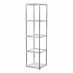 Торговый хромированный стеллаж с прозрачными полками №1, Ясень Анкор светлый - U31104