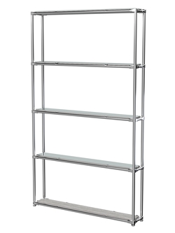 Торговый хромированный стеллаж с зеркальными полками №2, Метрополитан Грей