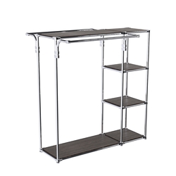 Хромированный стенд-вешало TD-42 №1-3 Хром с полками ДСП 16мм, Дуб Венге