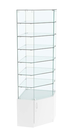 Витрина ИСТРА угловая №333  (задние стенки - стекло), Белый