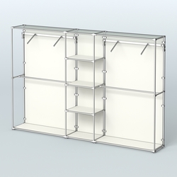 Торговая система ХРОМ (задняя стенка - ДСП) 3030 мм с полками ДСП и поручнями №12, Белый