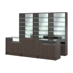 Комплект витрин с наклонными полками SL-6 №12-2 и прилавков ЭК-2, Дуб Венге