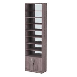 Стеллаж из ДСП с 8-ю полками 300x600 мм серии LEVEL-8 №5-2 (З/C - ЗЕРКАЛО), Ясень Анкор темный