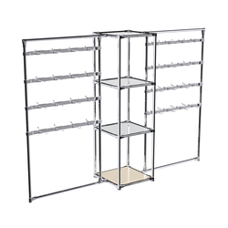 Хромированное вешало ШТАНГА №2-4 с зеркальными полками 4 мм, Крем Вайс