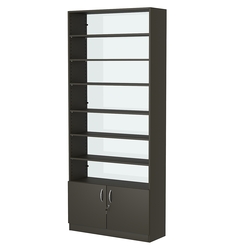 Стеллаж из ДСП с 6-ю полками 300x900 мм серии LEVEL-6 №12-1 (З/C - СТЕКЛО), Черный