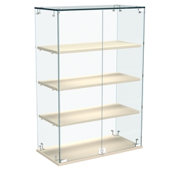 Витрина Истра настольная №22-ДП с прямыми полками из ДСП, Крем Вайс