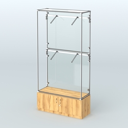 Торговая система ХРОМ (задняя стенка - стекло) 1200 мм №3-4 с тумбой Т-21 и поручнями, Дуб Золотистый