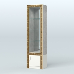 Витрина зеркальная с декором №ВБА-4, Метрополитан Грей + Белый