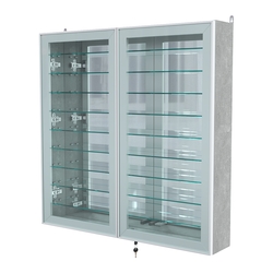 Витрина настенная №4-6А зеркальная с девятью полками серии Collecto, Метрополитан Грей