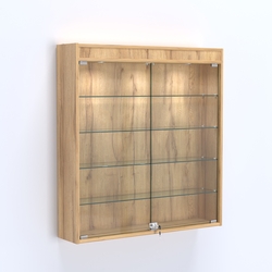Витрина настенная №204-3А с подсветкой, Дуб Золотистый