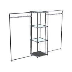 Хромированное вешало ЛУЧ №2-1 с полками стекло 6мм, Антрацит