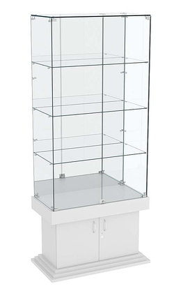 Витрина широкая с зеркалом и тремя полками ДОНЖОН №7, Серый